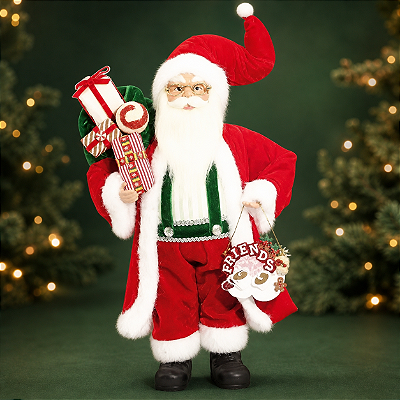 Papai Noel Festivo 41cm – Enfeite Natalino Tradicional e Encantador