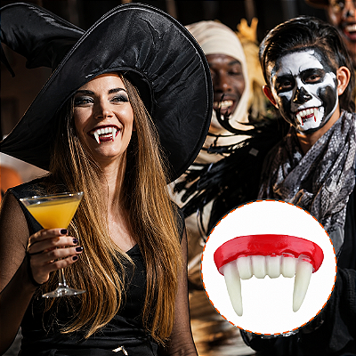 Dentadura de Vampiro Halloween Silicone - 1 Unidade