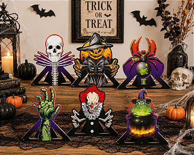 Decoração de Mesa Cartonado Halloween Terror 20x18cm - 6 Unidades
