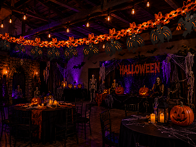 Varal Sanfona de Papel Morcego Halloween - 2,5 Metros de Comprimento