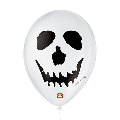 Balões Latex Caveira Branca Halloween - 9 Polegadas (23cm) - 25 Unidades