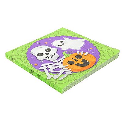 Guardanapo Papel Decorado Halloween Abobóras e Fantasmas 33cm x 33cm - 20 Unidades