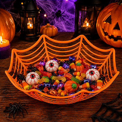 Cesta Bandeja Teia De Aranha Festa Halloween