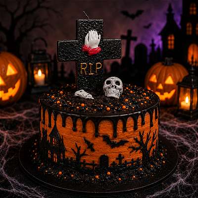 Vela Halloween Cruz Preta 10cm