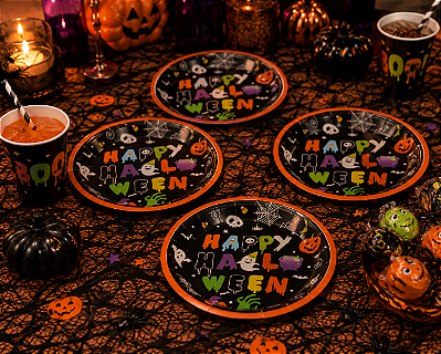 Prato de Papel Happy Halloween - 10 Unidades
