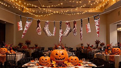 Varal Decorativo Elementos Sangrentos Halloween - Tamanho Montado 3 Metros