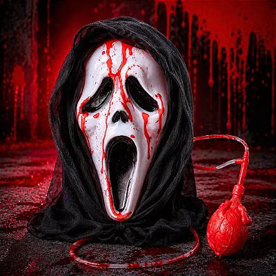 Máscara Caveira Esguicha Sangue Halloween