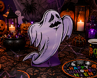 Display de Mesa MDF Fantasma Halloween - 20x22cm