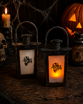 Mini Lamparina Led Halloween Preta - 15cm x 7cm - 1 Unidade