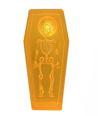 Caixão com Led Porta-Doces Festa Halloween Esqueleto - 18cm X 8cm X 5cm