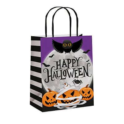 Sacola de Papel Estampada Halloween para Lembrancinha 21cm x 15cm - 1 Unidade