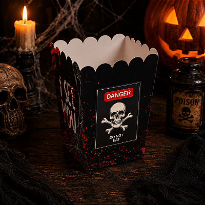 Caixa para Pipoca Danger Halloween - 10 Unidades