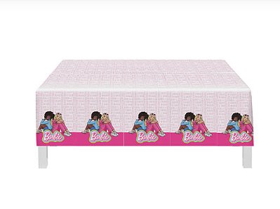 Toalha Plástica de Mesa Principal Festa Barbie - 1,80X1,18 Metros