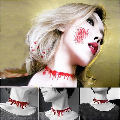 Colar Gargantilha Sangue Escorrido Halloween Cosplay