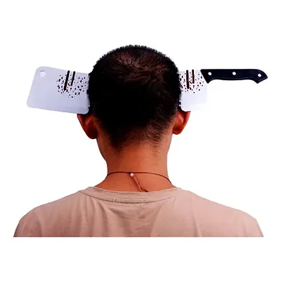 Tiara Facão Ensanguentado na Cabeça – 35cm | Fantasia de Terror para Halloween