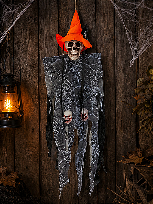 Enfeite Caveira Fantasma Decoração Halloween Festa Pendurado 55cm - Cores Sortidas