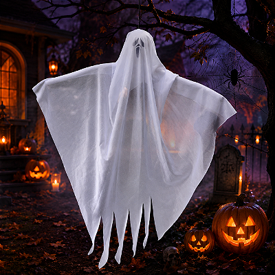 Enfeite Fantasma Branco Para Pendurar Halloween - 60cm