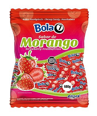 Bala Mastigável Bola 7 Morango 600g