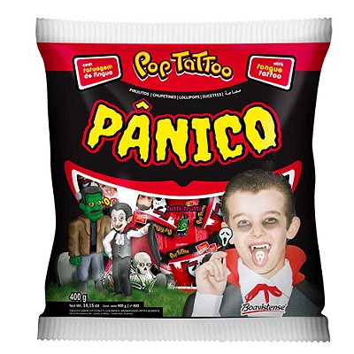 Pirulito Pop Tatto Pânico Halloween da Florestal 400g