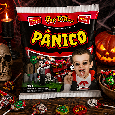 Pirulito Pop Tatto Pânico Halloween da Florestal 400g
