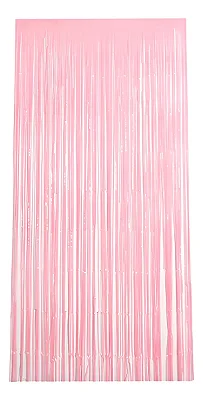 Cortina Decorativa Metalizada - Cor Rosa - 1x2 Metros