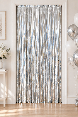Cortina Decorativa Metalizada - Cor Prata - 1x2 Metros