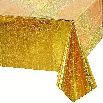 Toalha De Mesa Metalizada Dourada 1,37 x 1,83 cm