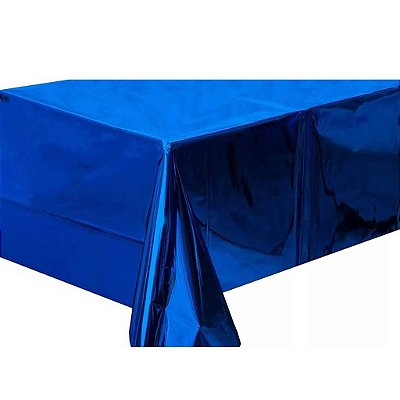 Toalha de Mesa Metalizada Azul 137 x 183 cm