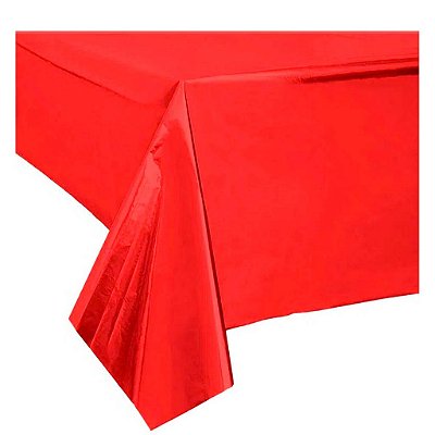 Toalha De Mesa Metalizada Vermelha 137 x 183 cm