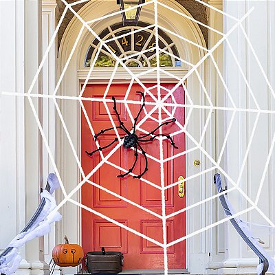 Teia De Aranha Gigante Halloween Branco - 120cm