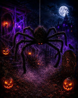 Aranha Grande com Som e Movimento Halloween - 75cm