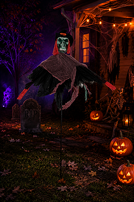 Enfeite Fantasma na Vareta Halloween 65cm