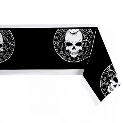 Toalha Plástica De Mesa Principal Halloween Caveira - 108cm x 180 cm