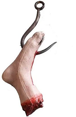 Pé Decepado Amputado C/ Corrente E Gancho Halloween 70cm