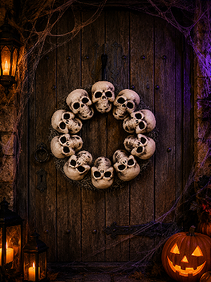 Guirlanda Caveiras Halloween 35cm