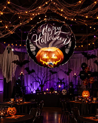 Balão Metalizado Abóbora Halloween - 18 Polegadas (46cm) - Flutua Com Gás Hélio