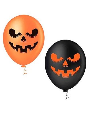 Balões Latex Halloween - Cor Preto e Laranja - 10 Polegadas (25cm) - 25 Unidades