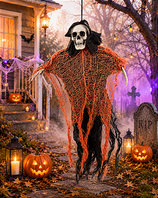 Assombração Pendurada Caveira Halloween - Sortidos - 75 cm