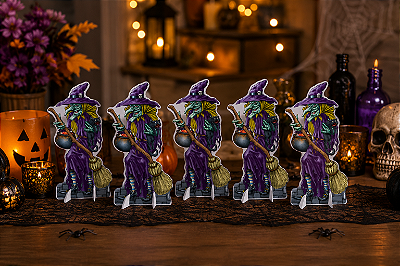 Totem de Mesa Bruxa Halloween 24x12cm - 5 Unidades