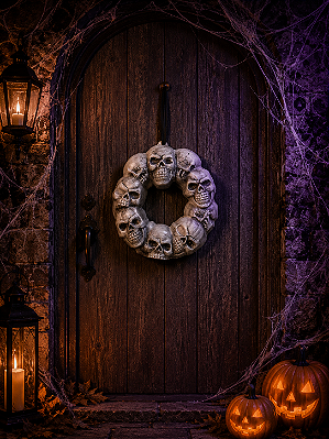 Guirlanda Caveiras Plásticas Halloween 35cm