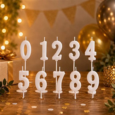 Vela aniversário pick 8,5cm Branca – Clássica para Bolo