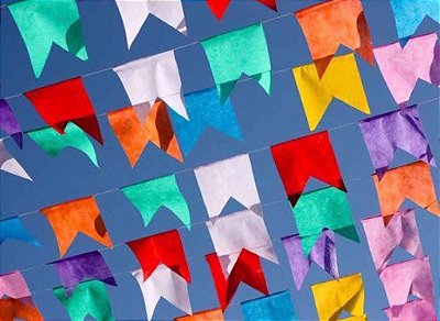 Bandeirinhas Coloridas de Plástico – Festa Junina (21 Bandeirinhas - 10 Metros)