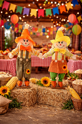 Espantalho de Palha 45cm Decoração Enfeite Festa Junina - 1 Unidade Sortido