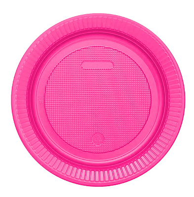 Prato Plástico Biodegradável Pink 15cm - 10 Unidades