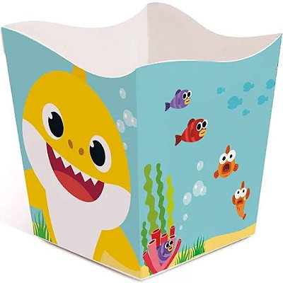 Cachepot de Papel Aniversário Festa Baby Shark - 9x8cm - 4 unidades