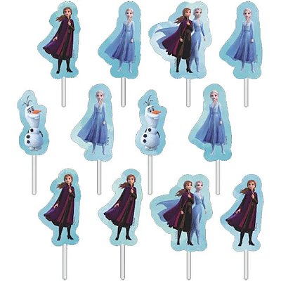 Palitos Decorativos em E.V.A para Docinhos Festa Frozen 10cm - 12 Unidades