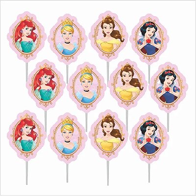 Palitos Decorativos em E.V.A para Docinhos Festa Princesas Disney 10cm - 12 Unidades - Piffer