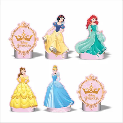 Kit Enfeite De Mesa Princesas - 6 unidades