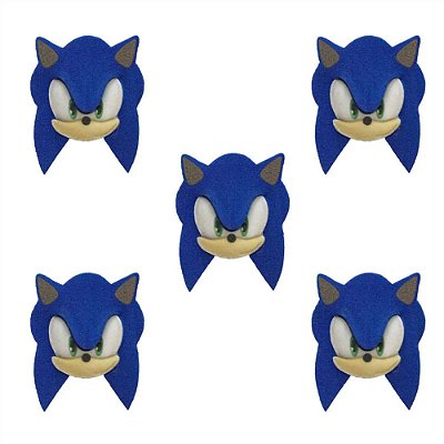 Mini Carinhas em EVA do Sonic para Decoração 6x5cm - 5 Unidades - Piffer