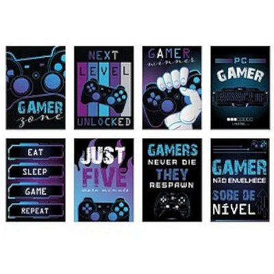 Cartaz Decorativo Gamer - 8 unidades